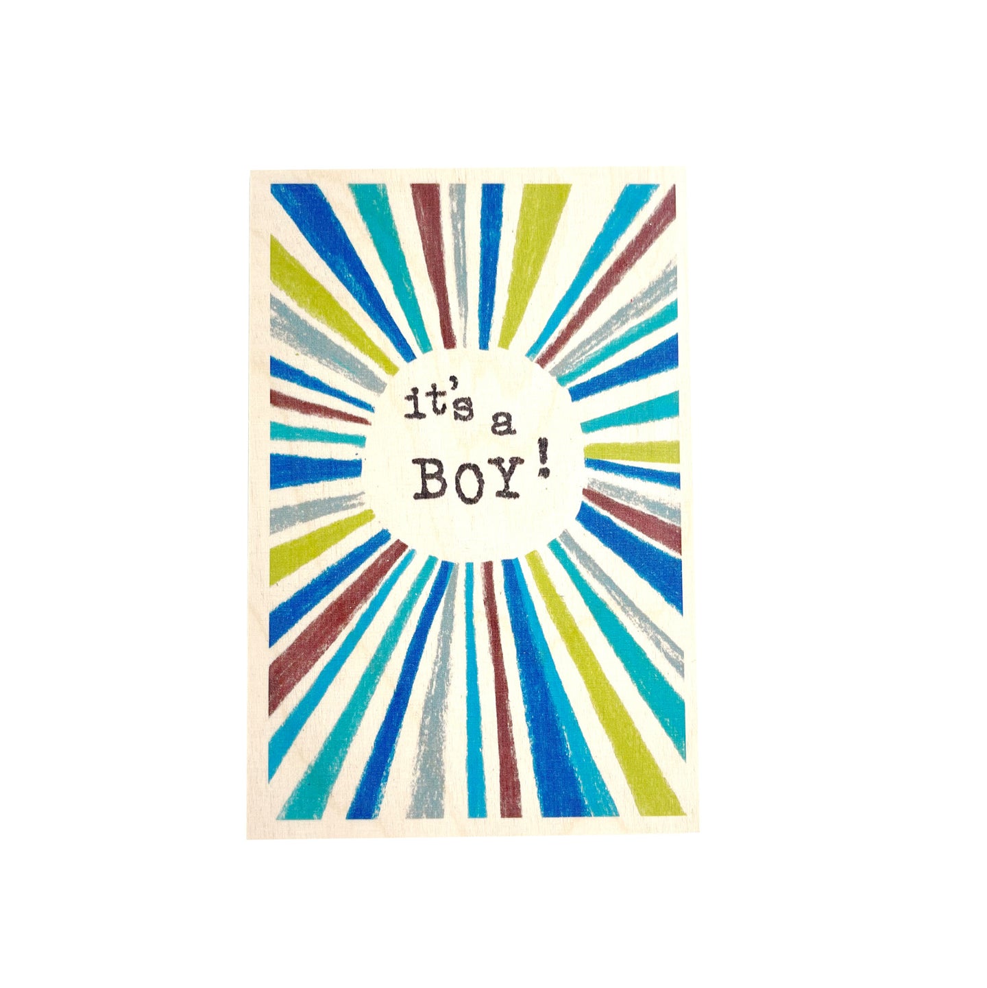 Wooden postcard - it's a boy