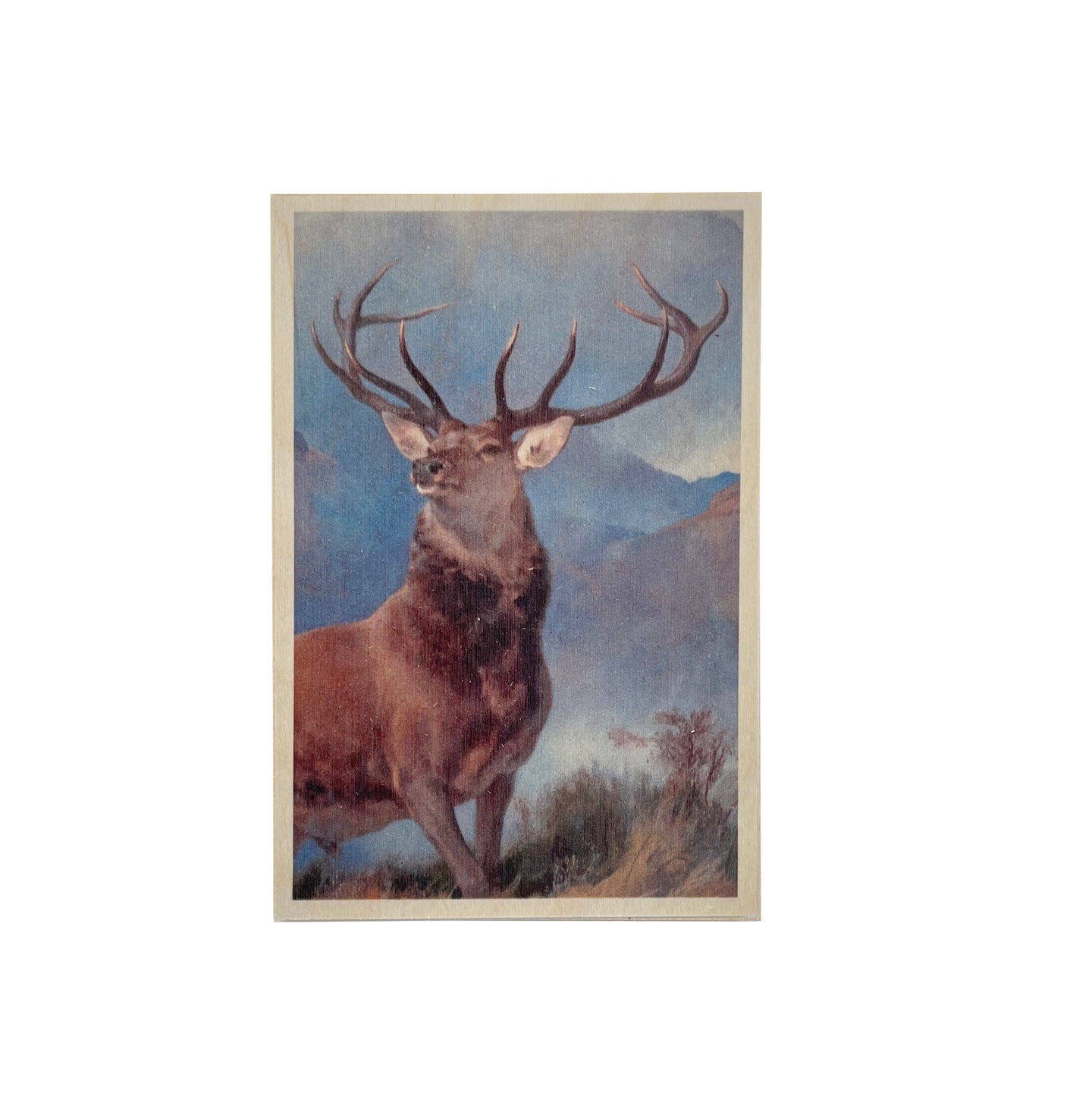 Wooden postcard - Stag. Monarch of the glen.