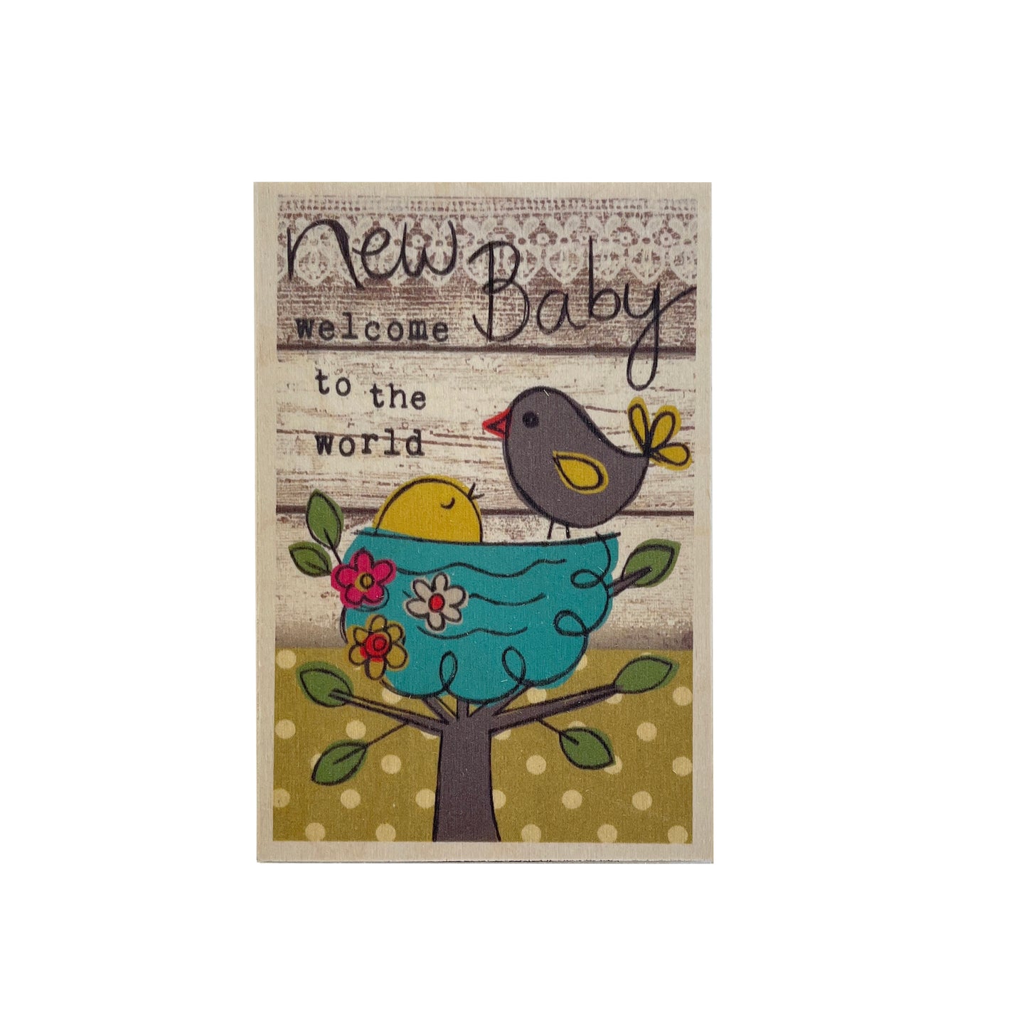 Wooden postcard - New baby