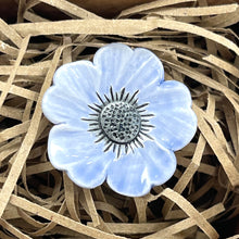 Load image into Gallery viewer, Ceramic flower brooch - blue anemone
