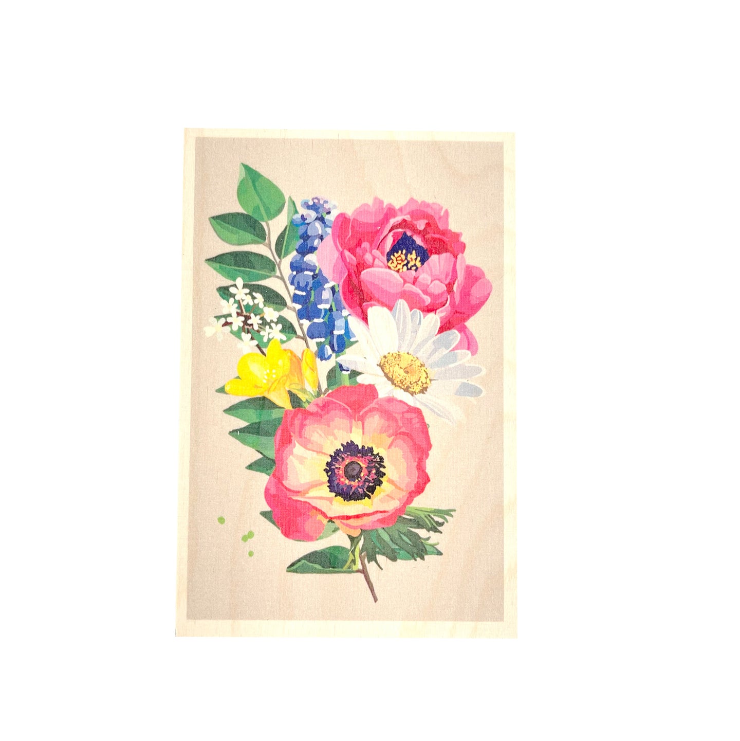 Wooden postcard - flowers