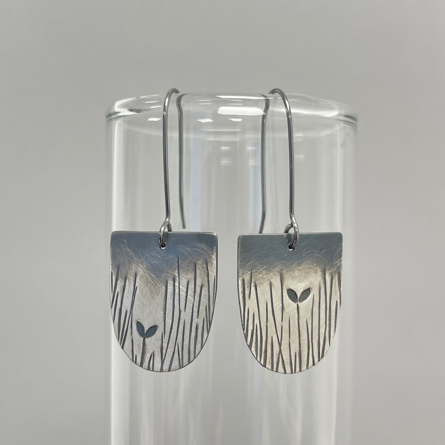 Silver grasses drop earrings
