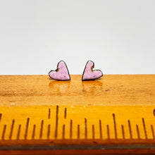 Load image into Gallery viewer, Tiny enamel heart earrings - pink
