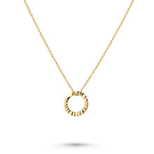 Load image into Gallery viewer, Gold open disc textured necklace
