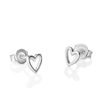 Load image into Gallery viewer, Open heart Silver stud earrings
