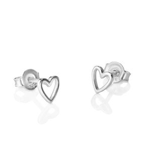 Open heart Silver stud earrings