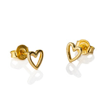 Load image into Gallery viewer, Open heart gold stud earrings
