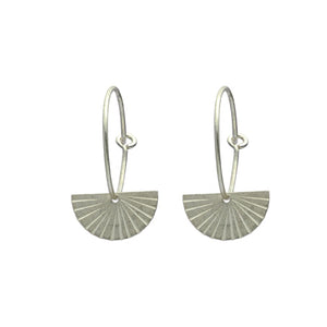 Silver fan hoop earrings