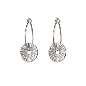 Silver disc hoop earrings