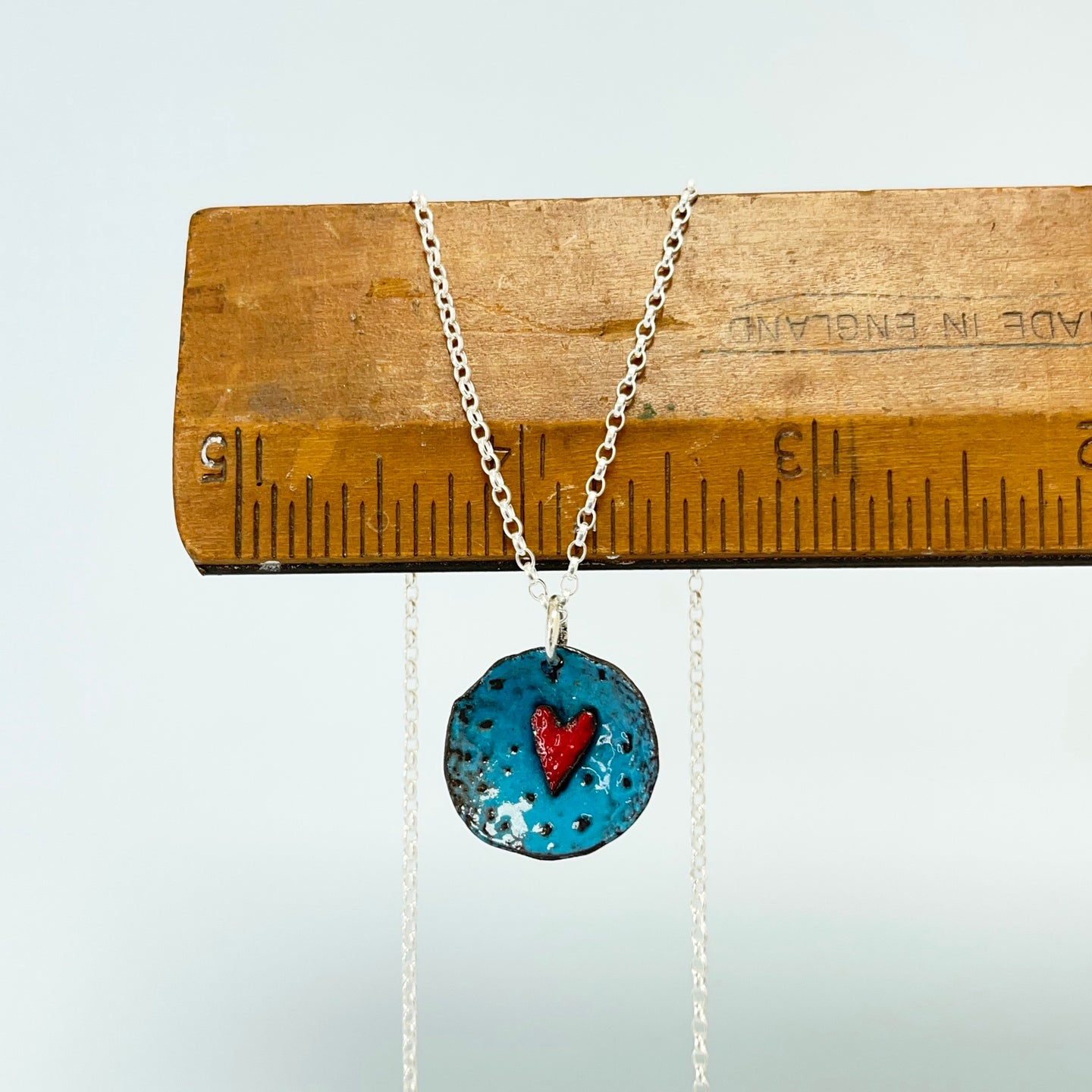 Enamel heart pendant - blue / red