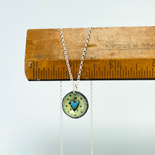 Load image into Gallery viewer, Enamel heart pendant - lime / blue
