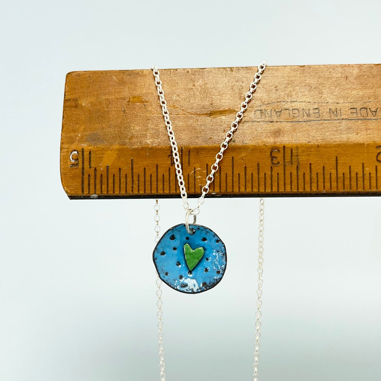 Enamel heart pendant - blue / green