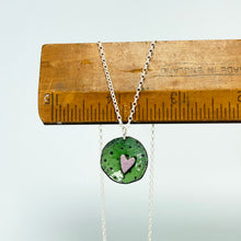 Load image into Gallery viewer, Enamel heart pendant - lime / pink
