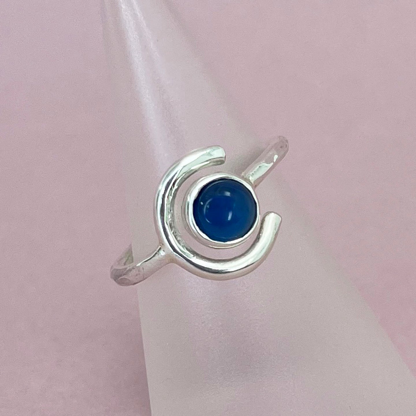 Crescent moon ring - blue agate