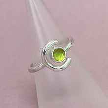 Load image into Gallery viewer, Crescent moon ring - green peridot
