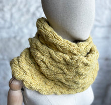 Load image into Gallery viewer, Classic cable hand knit scarf - mustard
