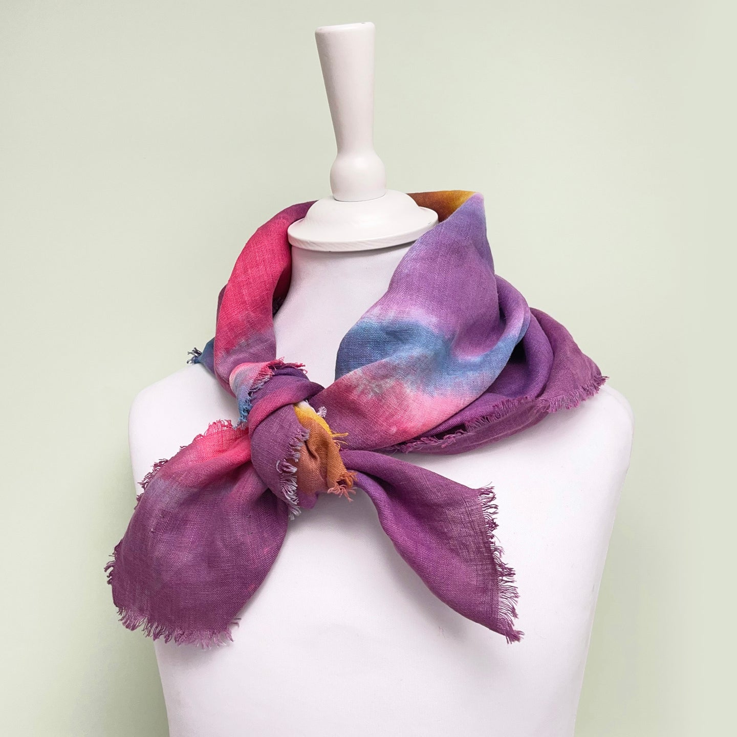 Hand dyed linen scarf 2
