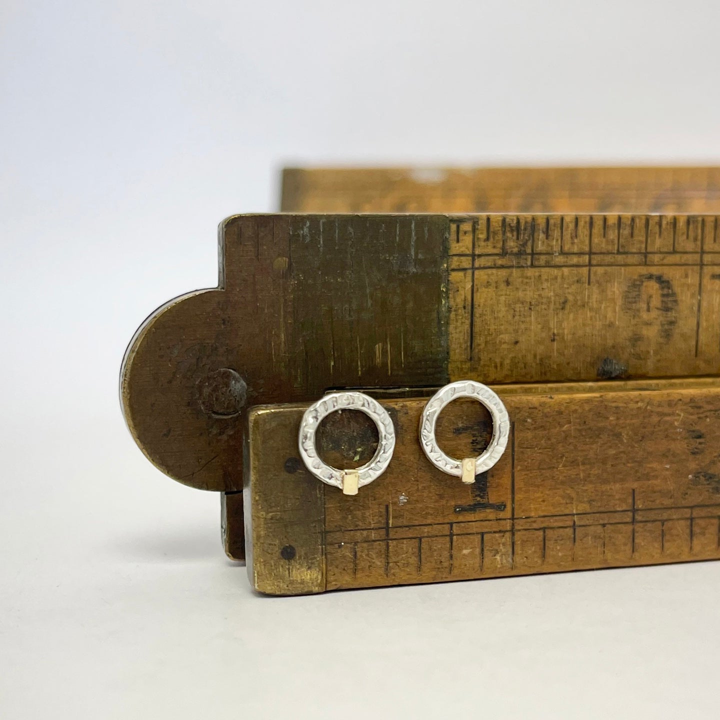 Silver & gold bar stud earrings